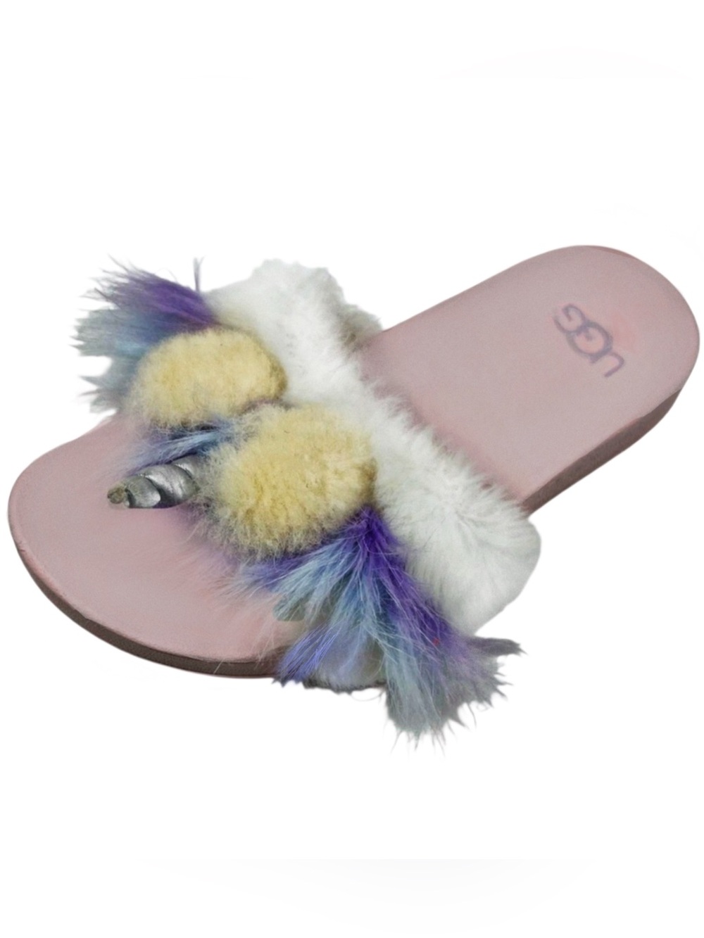UGG Pastel Pink Fluffy Unicorn Slide Slipper Sz 13